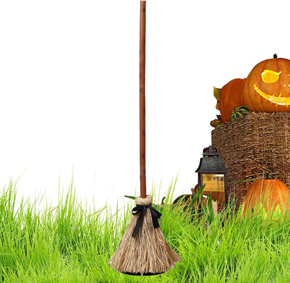 Animated Floating Witch Broom Halloween Prop | Touch & Sound Activated Levitating Tabletop Decor
