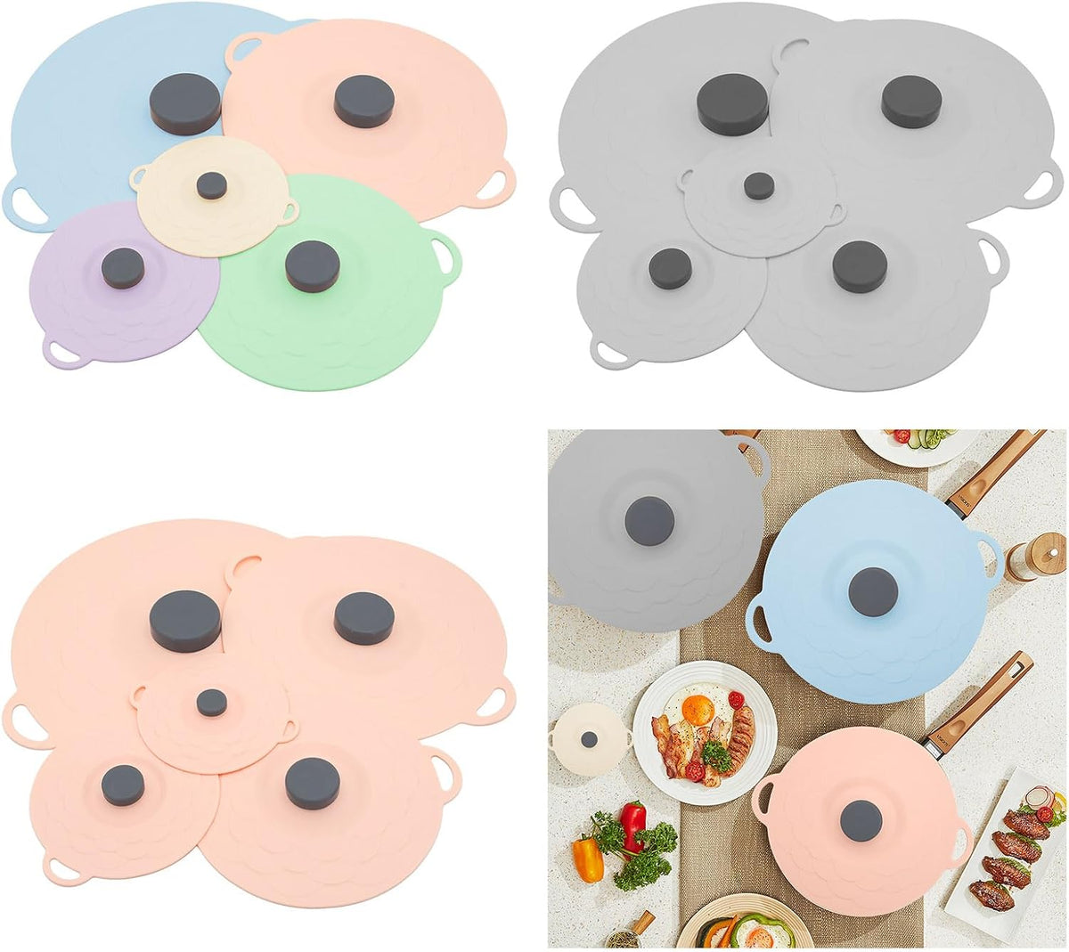 5 Pcs Non-Slip Silicone Suction Container with Lid