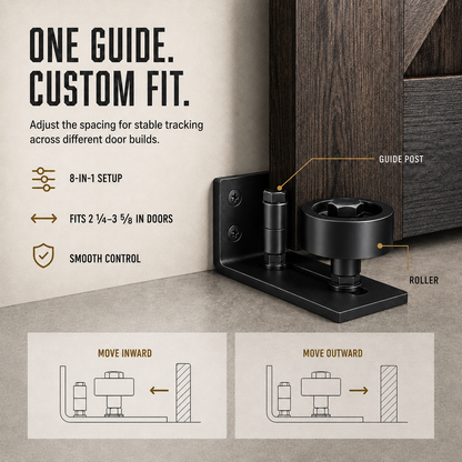 8-in-1 Adjustable Barn Door Floor Guide – Wall-Mount Stay Roller for Smooth, Stable Sliding