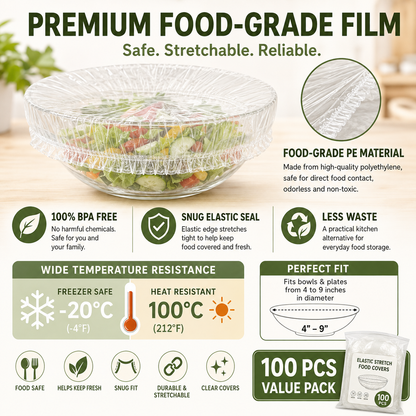 100PCS Disposable Stretch Food Covers for Bowls & Plates🛒