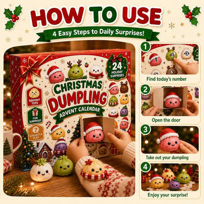 🎄 2026 Christmas Advent Calendar: Mini Dumpling Squishies, 24 Days of Squishy Stress Relief 🥟❄️