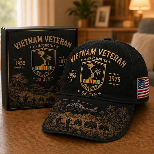 🇺🇸Vietnam Veteran Never Forgotten 1955–1975 Commemorative Cap