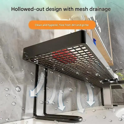 Carbon Steel Bathroom Organizer, 19.7 x 4.3 in No-Drill Vanity Counter Storage Rack, Minimalist Moisture-Proof Anti-Mold Bathroom Shelf for Skincare