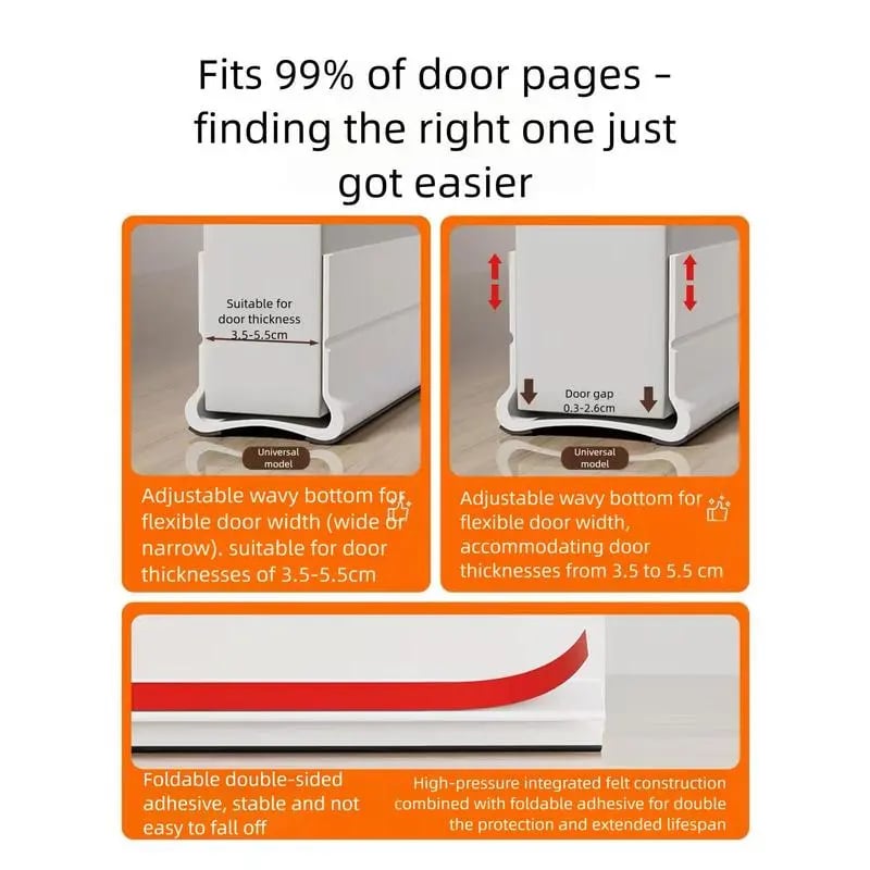 🎁Last Day Promotion 49% OFF🔥Self-Adhesive Triple-Seal Door Draft Stopper – Flexible PVC Soundproof Weather Strip for Noise, Bugs & Energy Saving