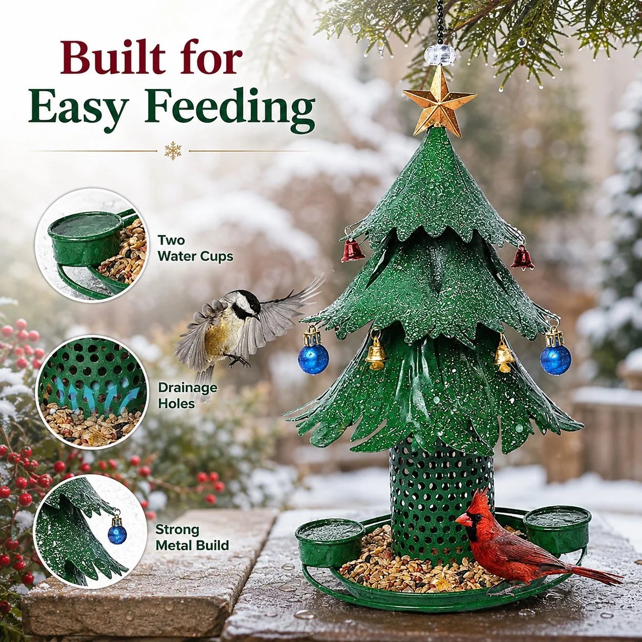 🔥HOT SALE🔥Christmas Tree Bird Feeder 🎄 Festive Backyard Holiday Decor