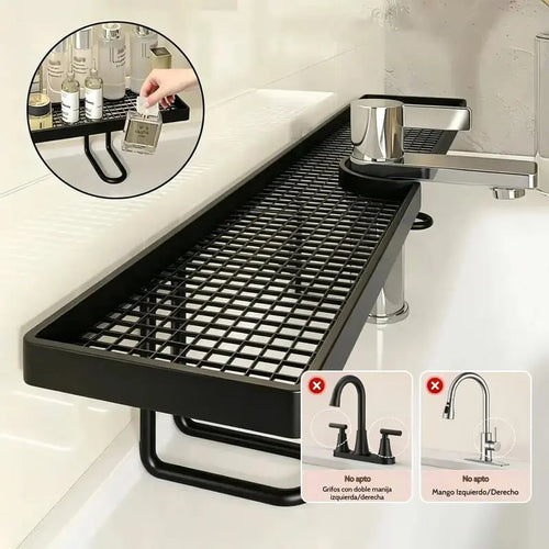 Carbon Steel Bathroom Organizer, 19.7 x 4.3 in No-Drill Vanity Counter Storage Rack, Minimalist Moisture-Proof Anti-Mold Bathroom Shelf for Skincare