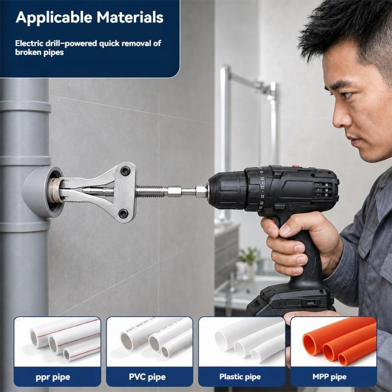 🔩Universal Drill-Powered Broken Pipe Extractor – 1/2" 3/4" 1" Rusted Thread Remover Tool