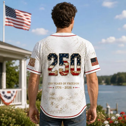 Men's USA 250th Anniversary Baseball Jersey Patriotic American Flag Eagle Button Down Shirt 1776-2026