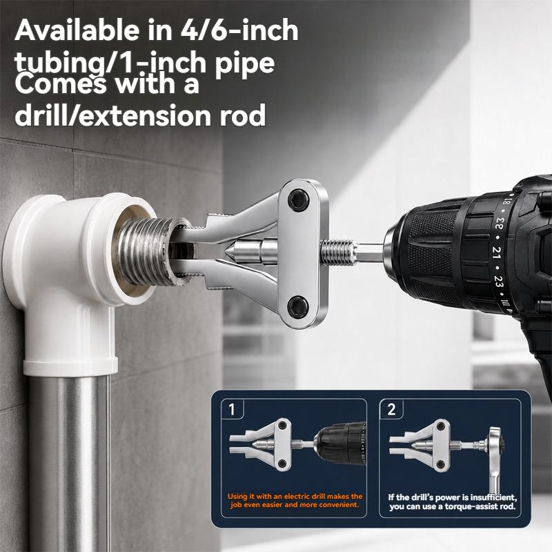🔩Universal Drill-Powered Broken Pipe Extractor – 1/2" 3/4" 1" Rusted Thread Remover Tool