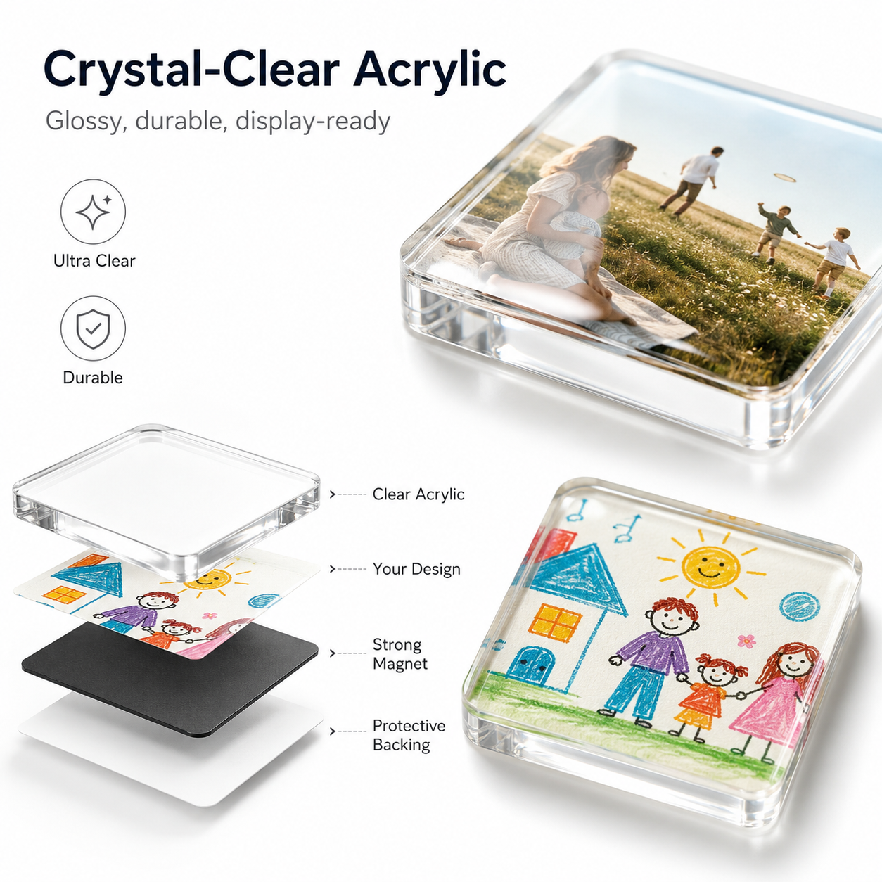 🖼️ DIY Clear Acrylic Mini Magnetic Photo Frames 🧲