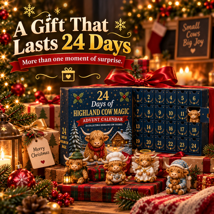 🐮 24 Days of Highland Cow Surprises Advent Calendar – Festive Miniature Herd Set 🎄