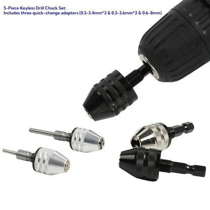 🔧2-Piece Keyless Drill Chuck Adapter Set – 1/4′′ Hex Quick Change (0.3-8mm) for Impact Drivers & Power Tools