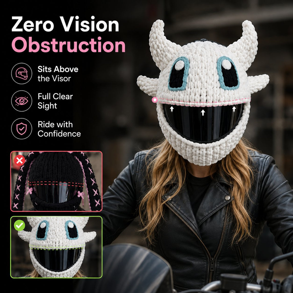 🏍️LAST DAY 49% OFF-🔥Handmade Helmet Cover | Cute Knit Helmet Topper for Motorcycle & Bike Helmets