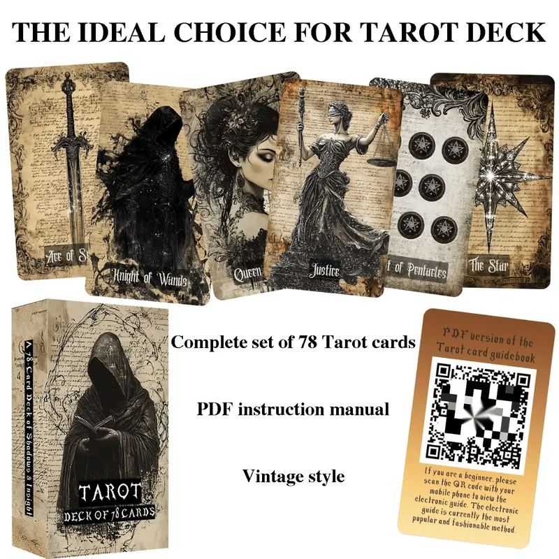 Vintage Gothic Tarot Cards Set - 78 Tarot Cards Deck