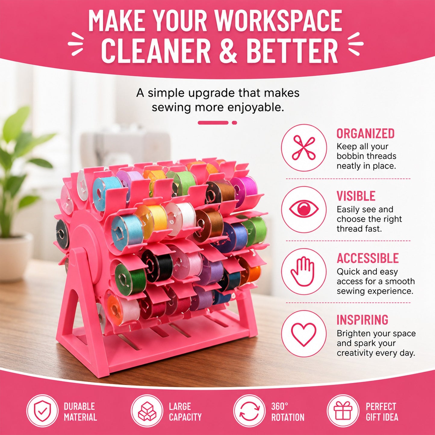 🔥Last Day 50% OFF🧵Rotating Bobbin Thread Organizer