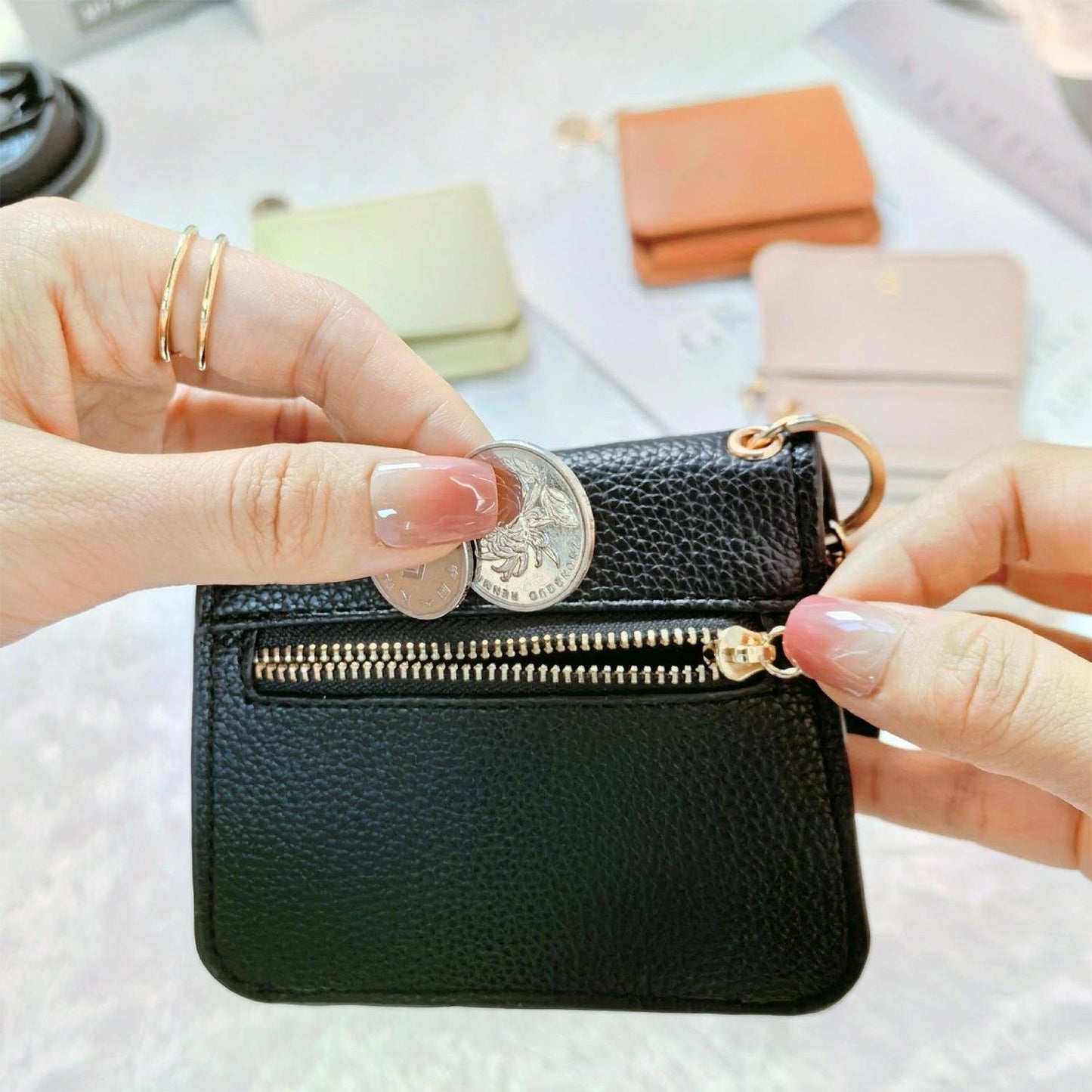 💖🌹RFID Short Wallets for Women – Fashionable Card Holder with Key Ring & Coin Purse