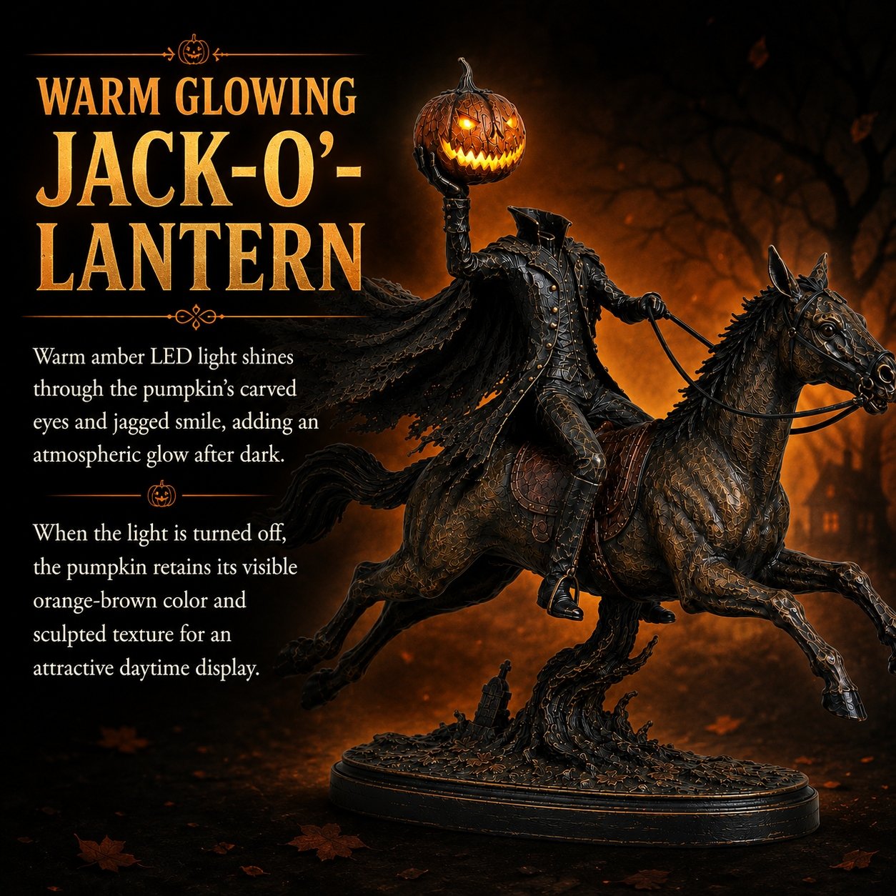 ⏰Limited Stock 50% OFF - 🎃🏇Midnight Chase Headless Horseman Statue