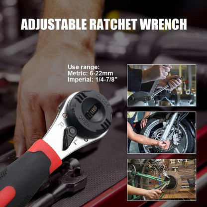 🔥49% OFF | Adjustable Ratchet Wrench 6-22mm 🛠️ Heavy Duty CR-V Steel Repair Spanner
