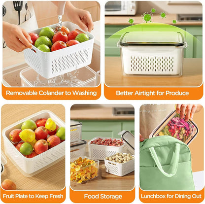 🍓3PCS Contenedores Herméticos para Alimentos con Colador Removible💧