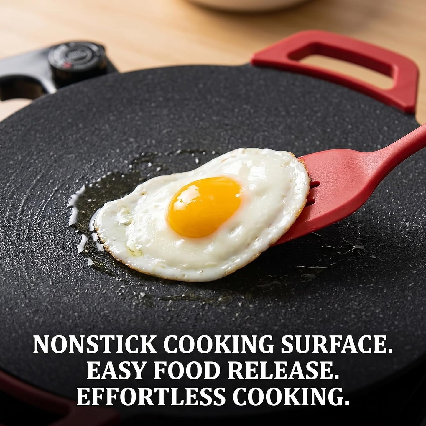 Electric Indoor Grill Nonstick, 14” Round Electric Griddle with Adjustable Temperature Control,for Pan Searing Steaks, Breakfast, BBQ & Family Meals, Bonus Spatula,Oil Brush & Food Tongs