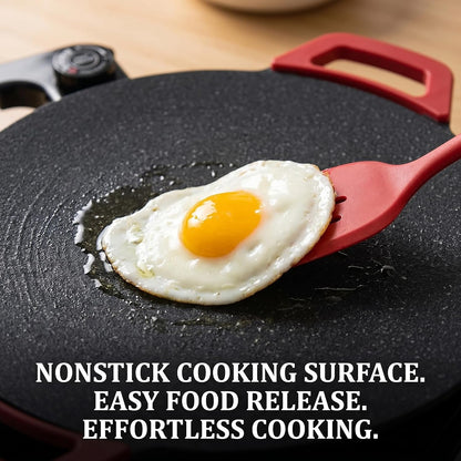 Electric Indoor Grill Nonstick, 14” Round Electric Griddle with Adjustable Temperature Control,for Pan Searing Steaks, Breakfast, BBQ & Family Meals, Bonus Spatula,Oil Brush & Food Tongs