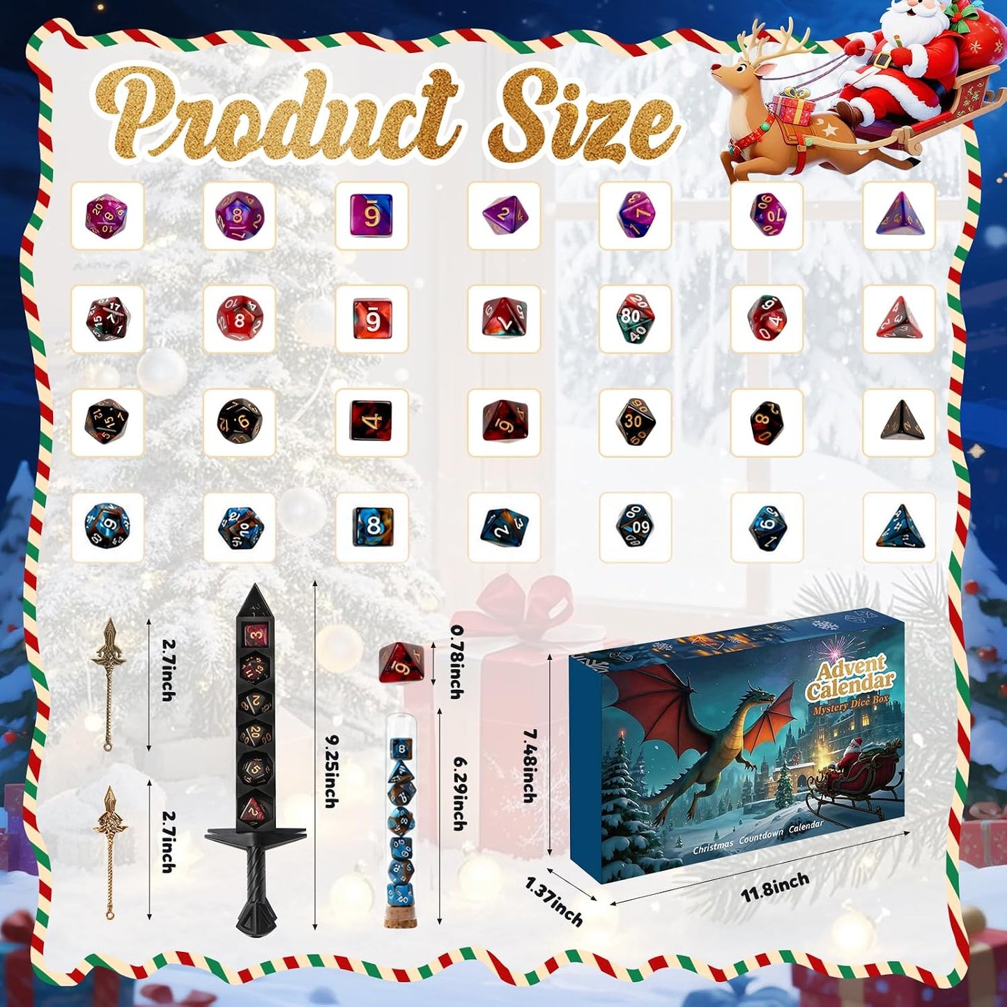 2026 DND Dice Advent Calendar – 24-Day Mystery Christmas Countdown with 28 Polyhedral Dice