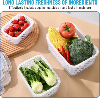 🍓3PCS Contenedores Herméticos para Alimentos con Colador Removible💧