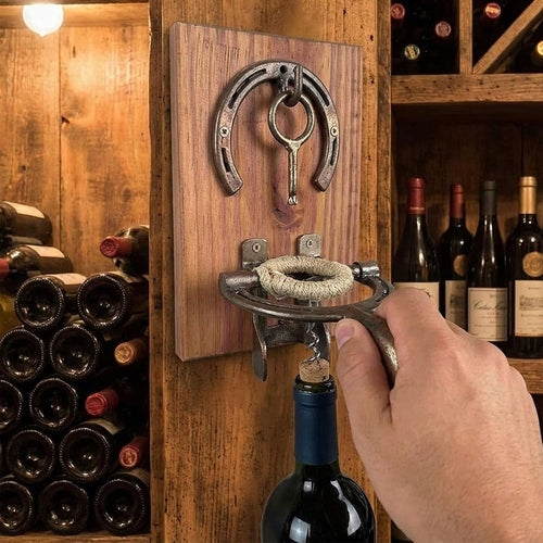 🍾Rustic Wall Mounted Horseshoe Bottle Opener | Heavy Duty Cast Iron Vintage Wine Opener