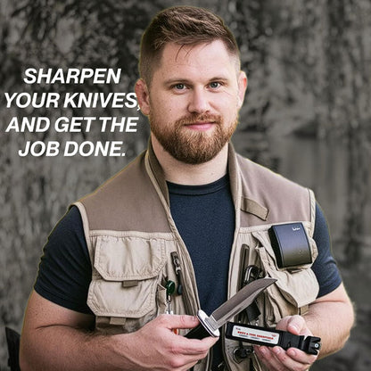 Multi-Purpose Knife & Tool Sharpener – Made in USA Manual Blade Sharpener for Kitchen, Outdoor Knives, Scissors & Axes