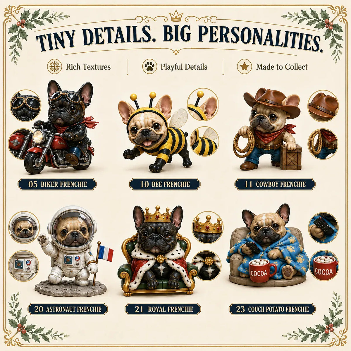⏳Last Day 49% OFF – 🐶 24-Day French Bulldog Christmas Advent Calendar | 24 Unique Collectible Frenchie Characters with Different Outfits, Personalities & Daily Holiday Surprises 🎄