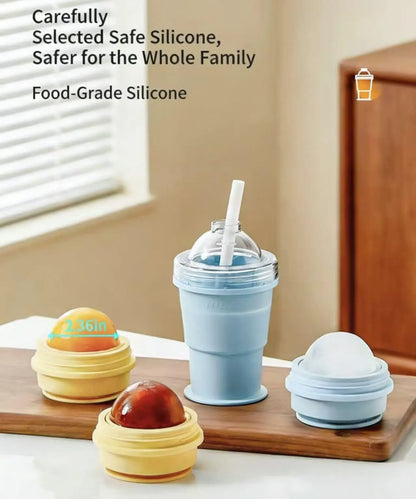 🧊 Buy 1 Get 1 Free! Folding Ice Hockey Cup – Portable Silicone Whiskey Ice Sphere Maker & Drink Cup 🍹