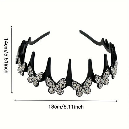 Wavy Crystal Headband Set, Plain Unisex Hair Accessory