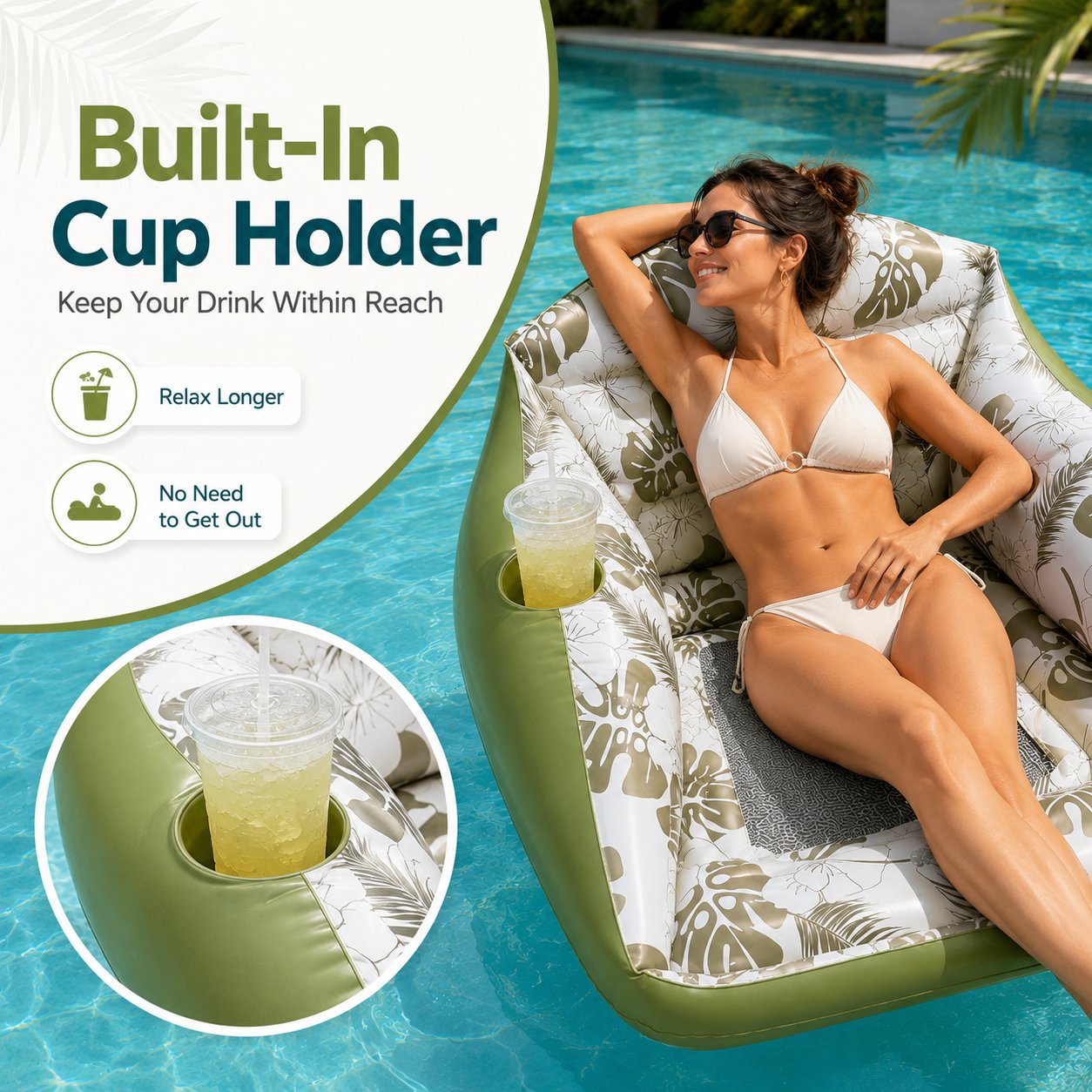 🛋️ 3-in-1 Inflatable Pool Lounge Chair（Includes Air Pump）