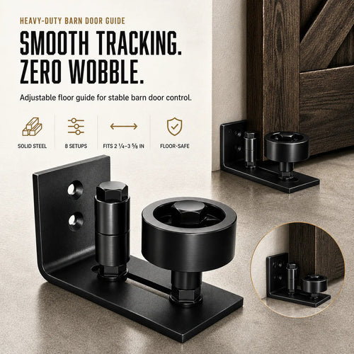 🔥HOT SALE🔥8-in-1 Adjustable Barn Door Floor Guide – Wall-Mount Stay Roller for Smooth, Stable Sliding