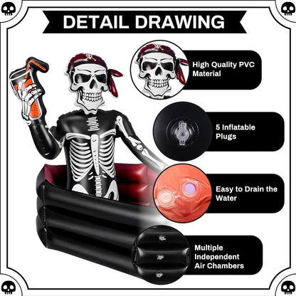 ☠️40-Gallon Inflatable Pirate Skeleton Cooler for Halloween