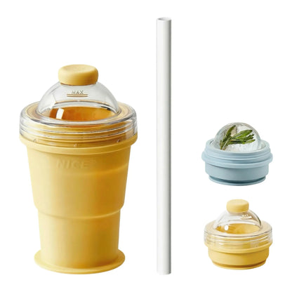 🧊 Buy 1 Get 1 Free! Folding Ice Hockey Cup – Portable Silicone Whiskey Ice Sphere Maker & Drink Cup 🍹