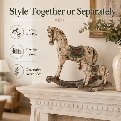 🎠Vintage Heirloom Rocking Horse Decor Set of 2