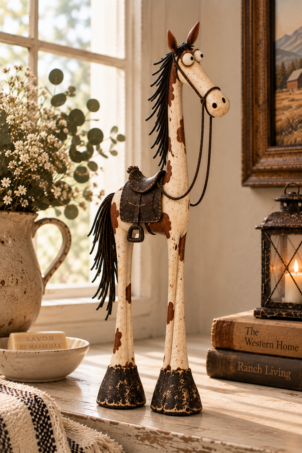 🤠🐴Whimsical Western Cowboy & Horse Figurine Duo