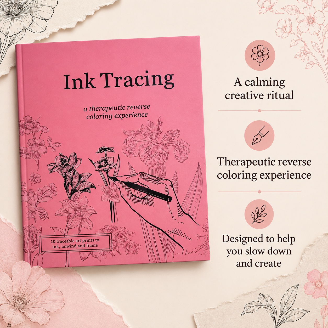 Beginner-Friendly💕Ink Tracing: A Therapeutic Reverse Coloring Experience📚(Deluxe Edition)
