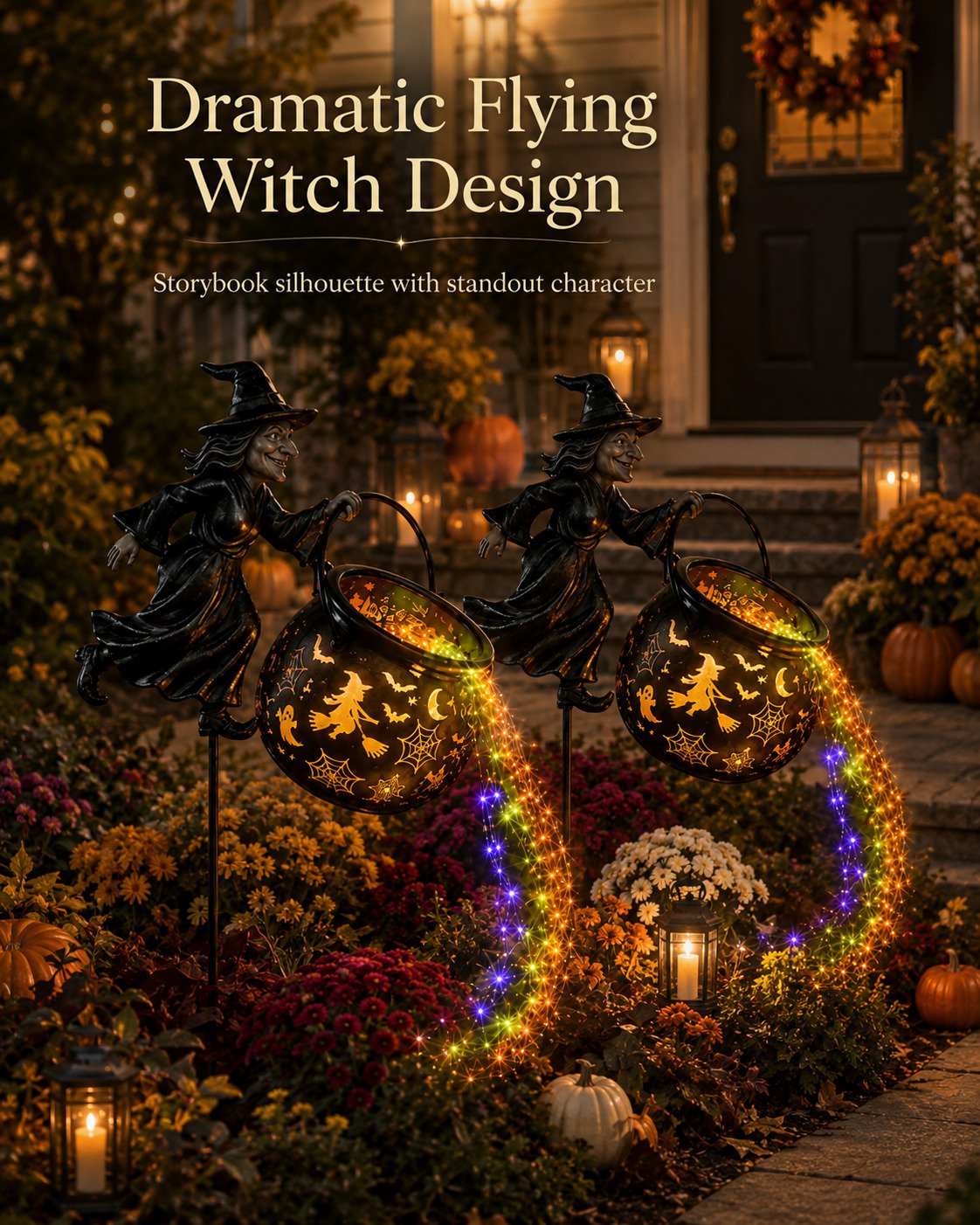 Halloween Witch Cauldron Projection Garden Light – Magical Outdoor Halloween Yard Decoration