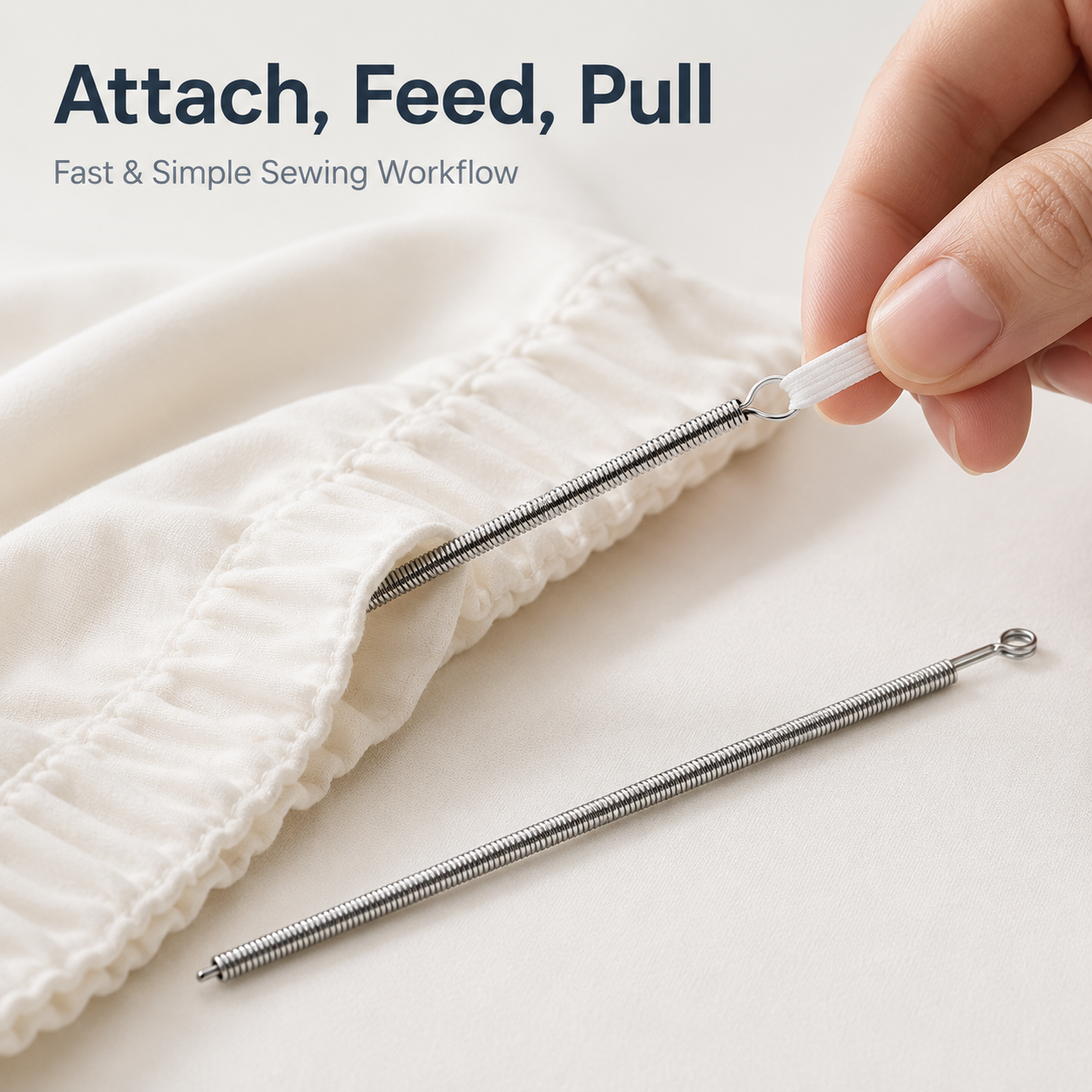 25cm Spring Loop Threader, Flexible Stainless Steel Drawstring Threader Tool,Bendable Multi-Purpose Cord Threading Tool for Eyelets, Elastic and Lace