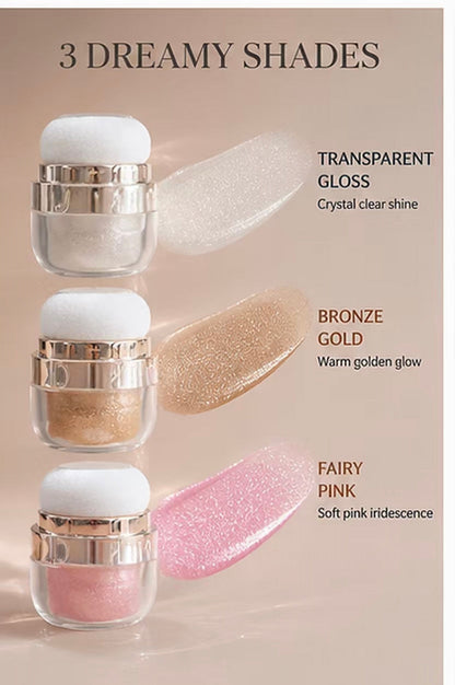 3-Shade Shimmer Highlighter with Puff | Face & Body Glow