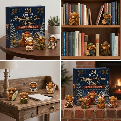 🐮 24 Days of Highland Cow Magic Advent Calendar – 24 Collectible Christmas Cow Surprises
