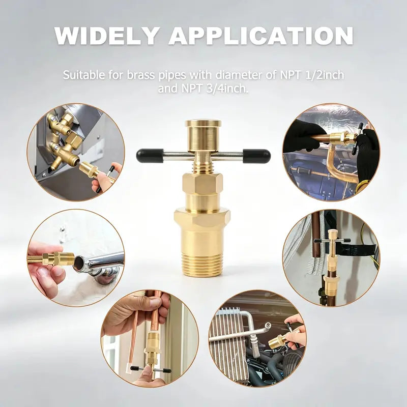 Compression Sleeve Puller Tool for 1/2" & 3/4" Brass Pipes, Rust-Resistant Ferrule Remover, Pipe Ring Extraction Kit for Corroded/Frozen Supply Stops, Removes Nut & Ferrule Safely – No Pipe Damage (Fits NPT 1/2", 3/4")