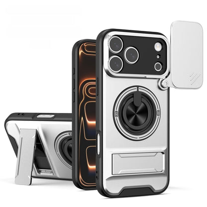 Sliding Window Lens Protector Magnetic Ring Holder Case for iPhone 17 ProMax