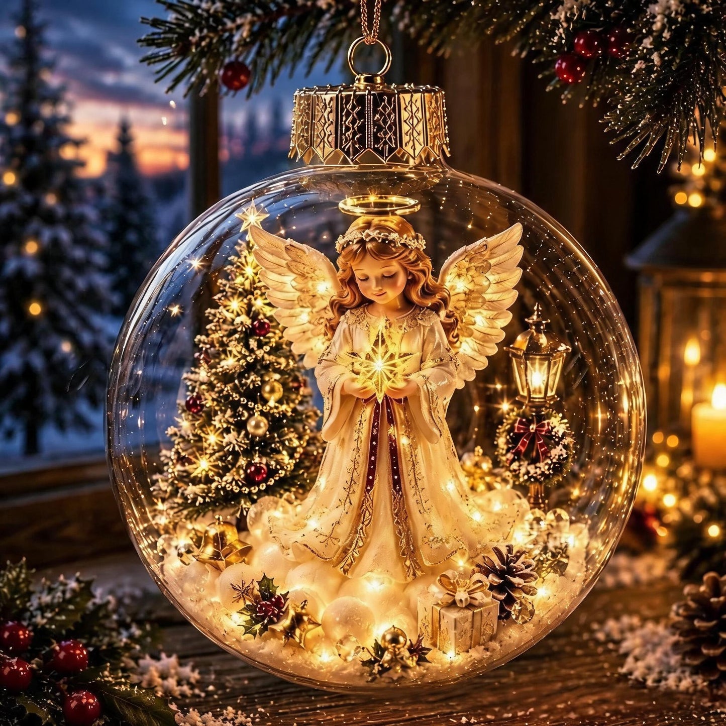 🔥HOT SALE🔥🎄Glowing Christmas Diorama Ornament with Soft Warm Light - Crystal-Clear Acrylic 3D Miniature Bauble with Hanging Cord - 8 Unique Festive Scenes (Santa, Nutcracker, Gingerbread House) for Tree & Mantel Decor Gift