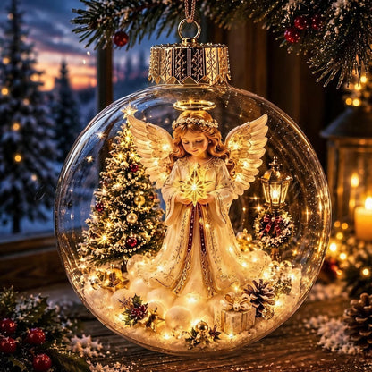 🔥HOT SALE🔥🎄Glowing Christmas Diorama Ornament with Soft Warm Light - Crystal-Clear Acrylic 3D Miniature Bauble with Hanging Cord - 8 Unique Festive Scenes (Santa, Nutcracker, Gingerbread House) for Tree & Mantel Decor Gift