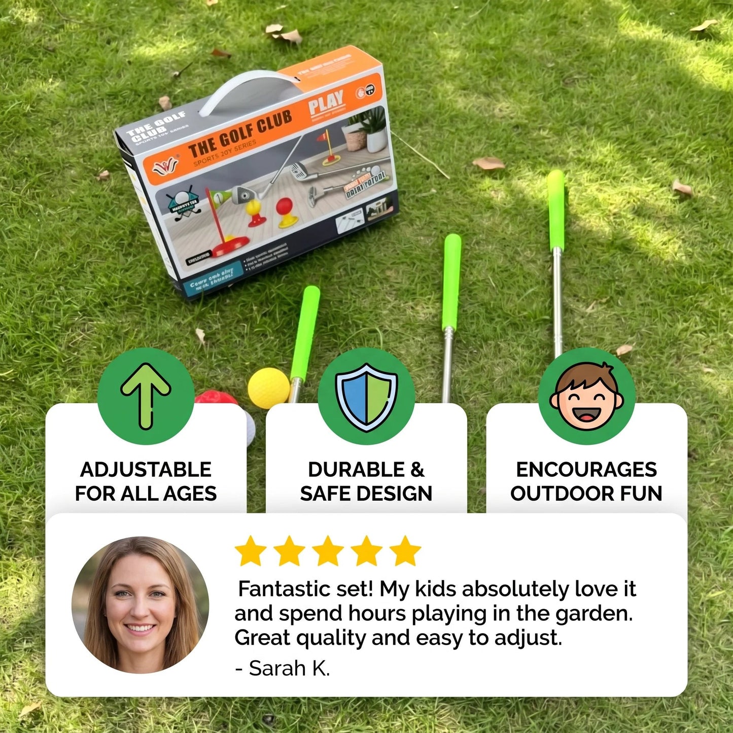 Kids Golf Set with Adjustable Clubs – Perfect for Backyard Play