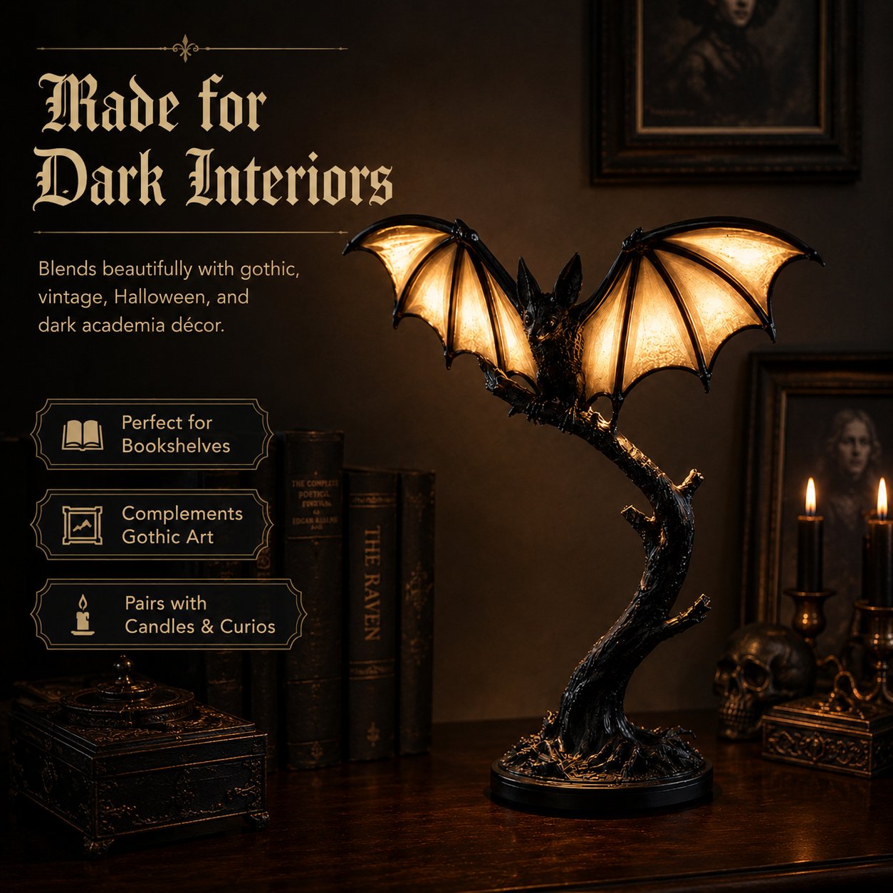 Lichtgevende vleermuis-tafellamp 🦇