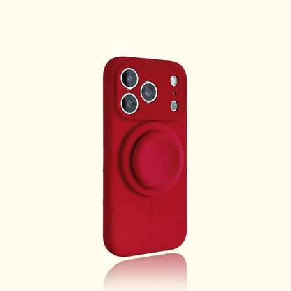 Magnetic Stand Liquid Silicone Full Coverage Phone Case with AI Capture Button for iPhone 18 Pro Max